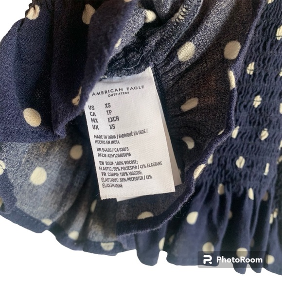 American Eagle Polka Dot Smocked Crop Top - Picture 6 of 9